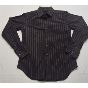 BKE Slim Fit men's black striped long sleeve button up shirt‎ SM 100% Cotton